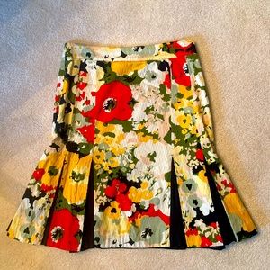 Anthropologie Viola Textured Pleated Floral Skirt